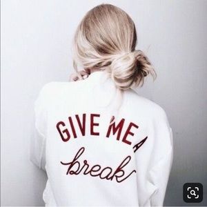 White Zara "Give me a Break" bomber jacket